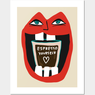 Express Yourself - Funny Coffee Pop Art Illustration Posters and Art